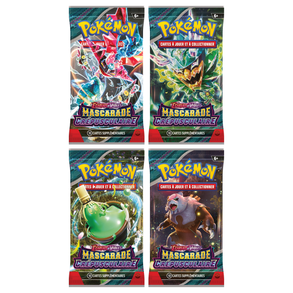 Artset Pokémon Mascarade Crépusculaire : les 4 boosters scellés du set