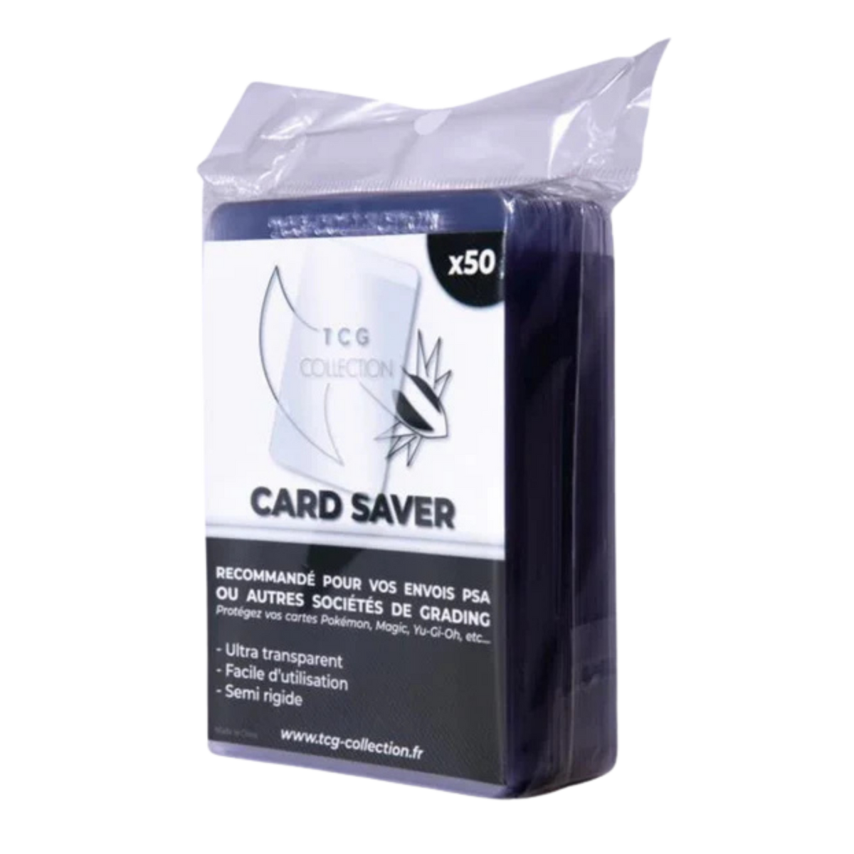 Paquet de 50 CardSavers semi-rigides TCG-Collection pour cartes à collectionner — format exigé par PSA pour le grading