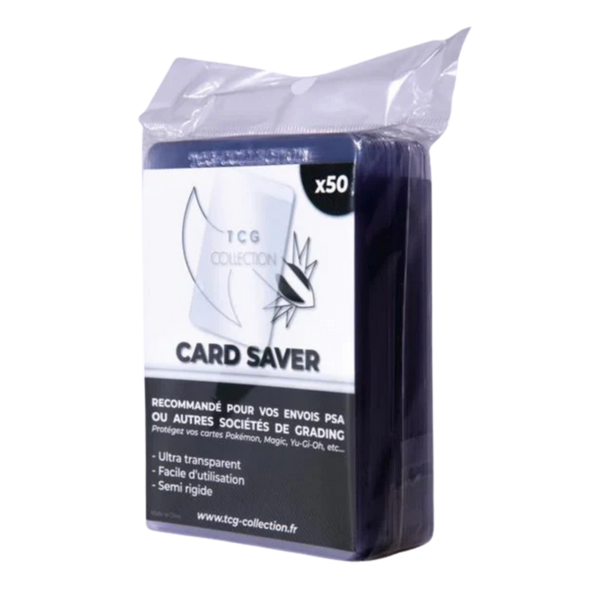 Paquet de 50 CardSavers semi-rigides TCG-Collection pour cartes à collectionner — format exigé par PSA pour le grading