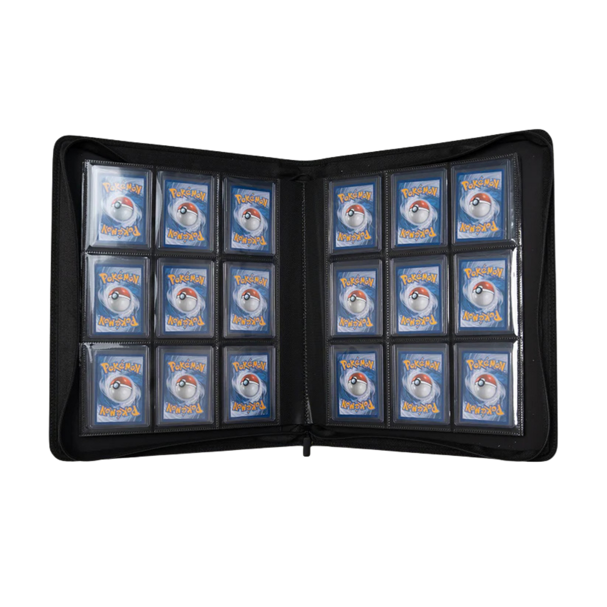 Classeur zip TopLoader 360 cartes TCG-Collection ouvert avec emplacements agrandis pour TopLoaders
