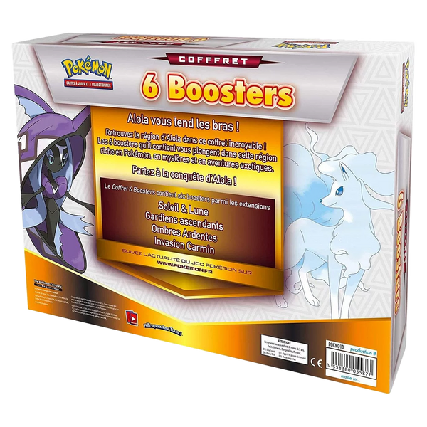Coffret 6 Boosters 2018 Pokémon, dos de la boîte