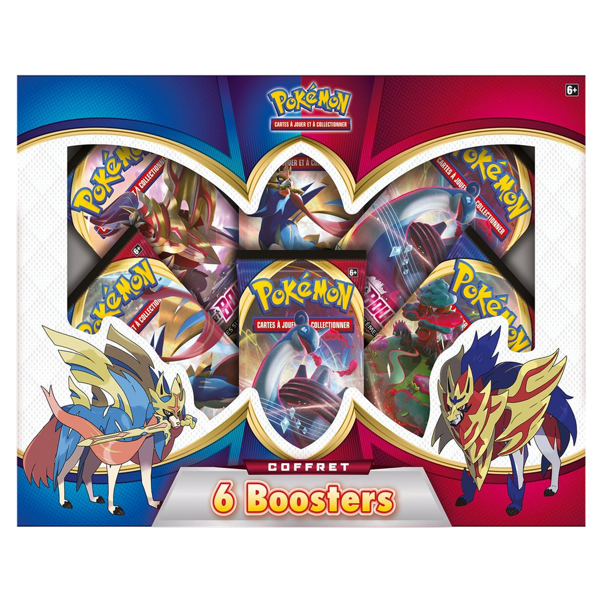Coffret 6 Boosters 2021 Pokémon (Zacian et Zamazenta), face avant