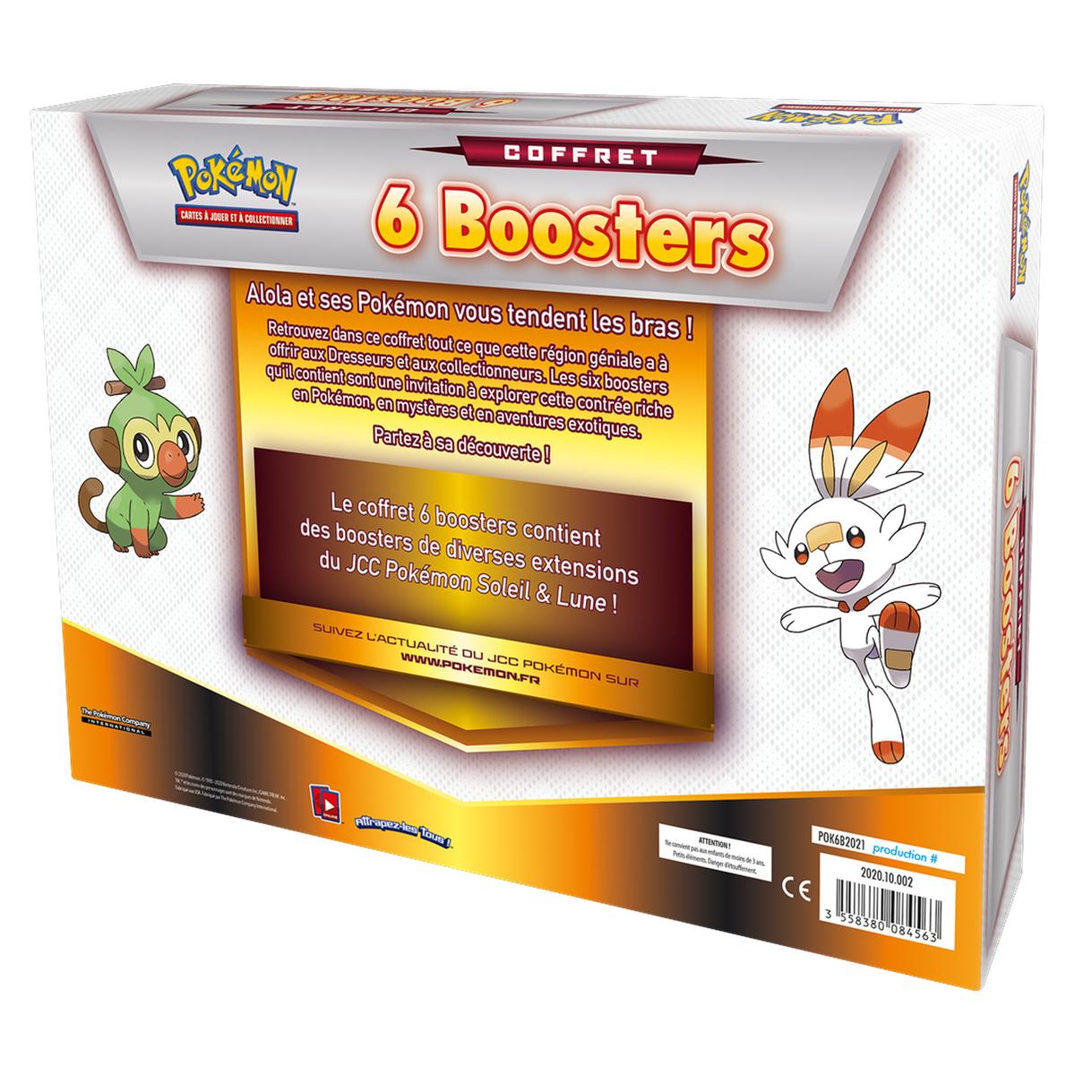 Coffret 6 Boosters 2021 Pokémon, dos de la boîte