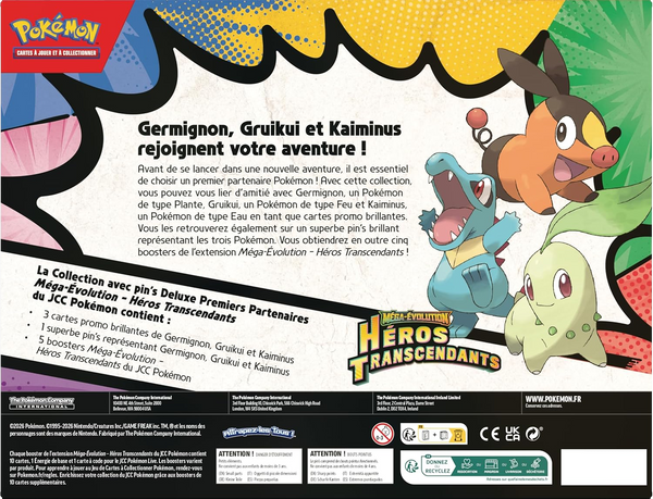 Coffret - Collection avec Pin's Deluxe / Deluxe Premiers Partenaires Méga-Évolution Héros Transcendants — Verso