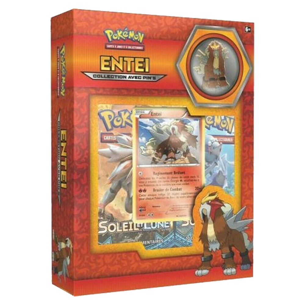 Collection avec pin's Entei Pokémon, version française
