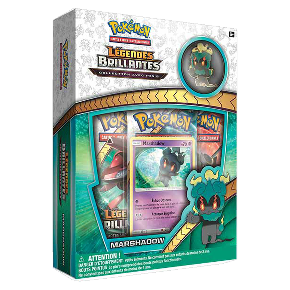 Collection avec pin's Légendes Brillantes Marshadow Pokémon, version française