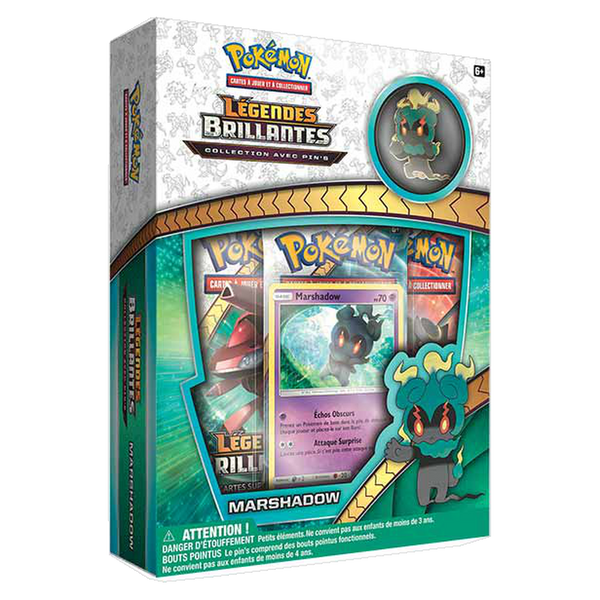 Collection avec pin's Légendes Brillantes Marshadow Pokémon, version française