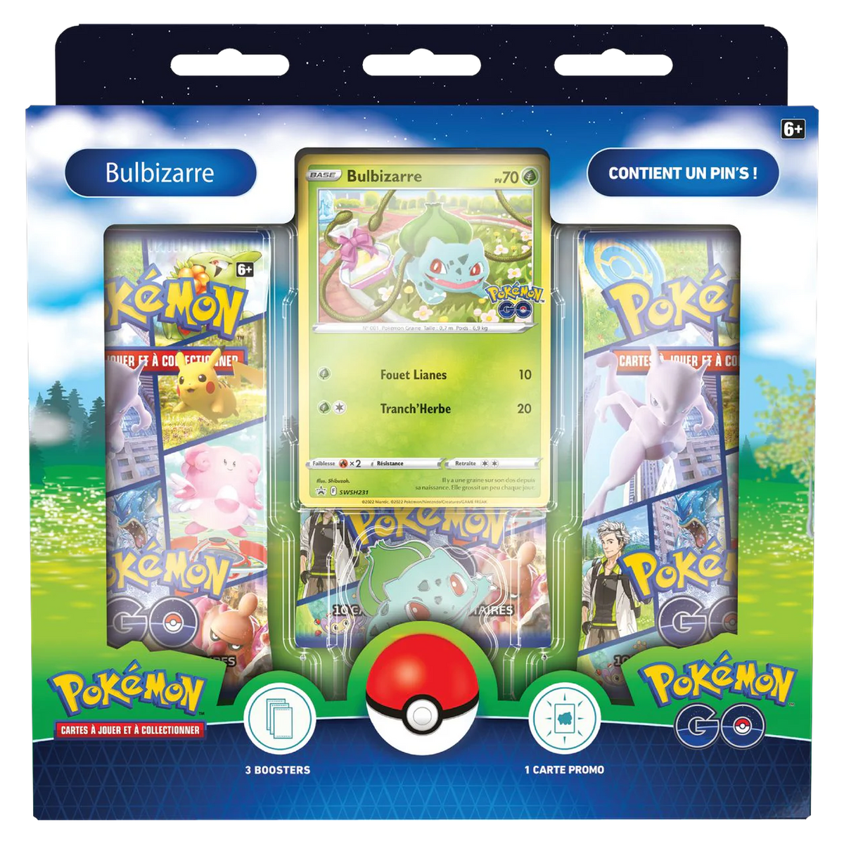 Collection avec pin's Pokémon GO Bulbizarre, version française
