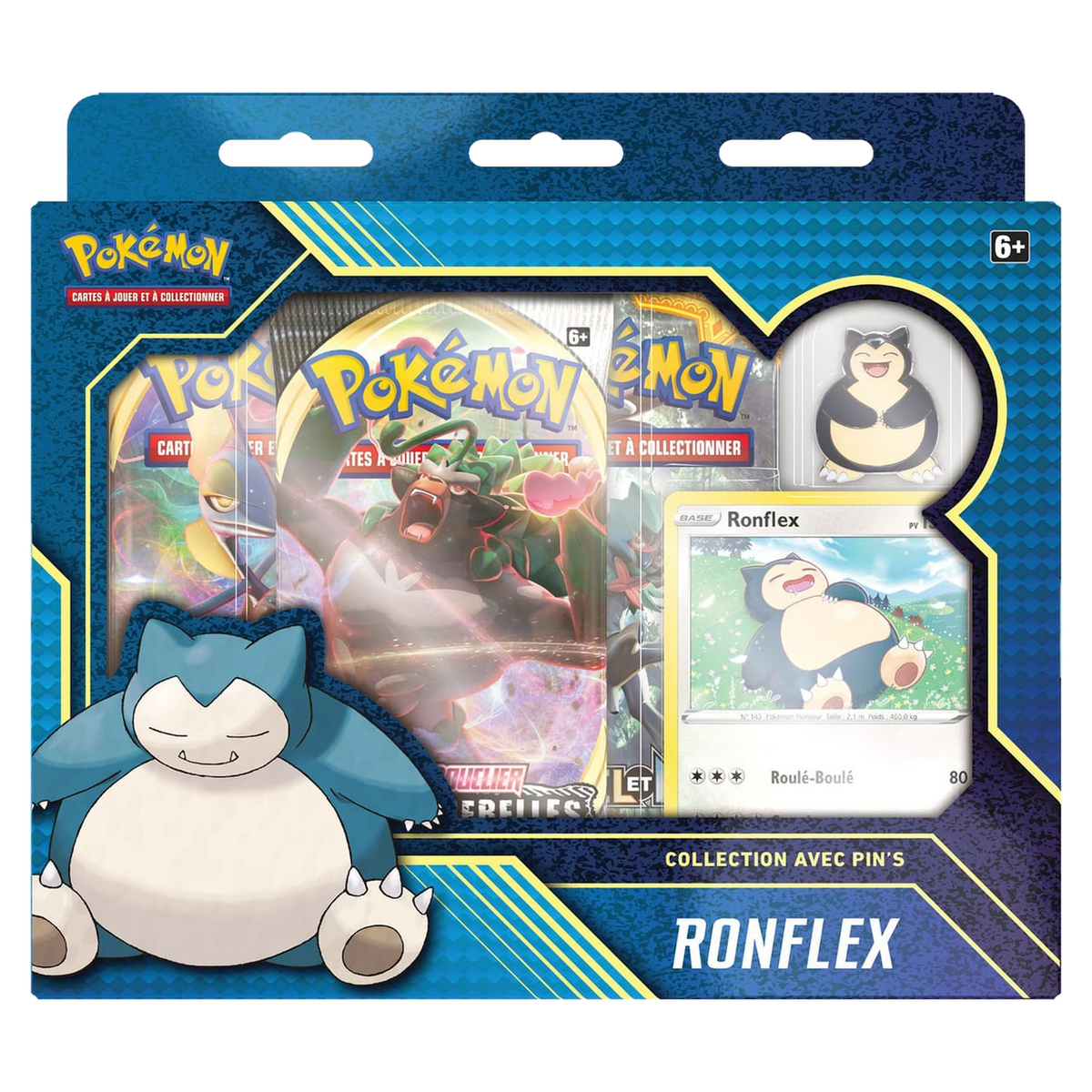 Collection avec pin's Ronflex Pokémon, exclusivité Auchan, version française