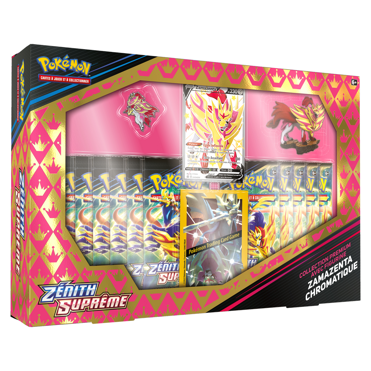 Coffret Collection Premium avec figurine Zénith Suprême Zamazenta chromatique Pokémon, version française