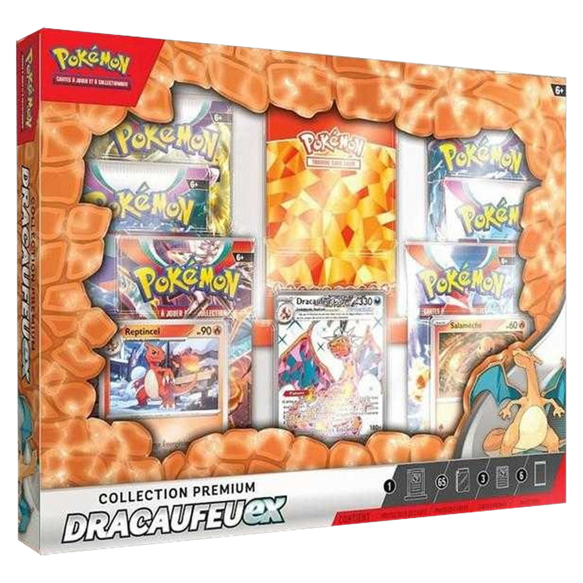 Coffret Collection Premium Dracaufeu-ex Pokémon, version française, de face