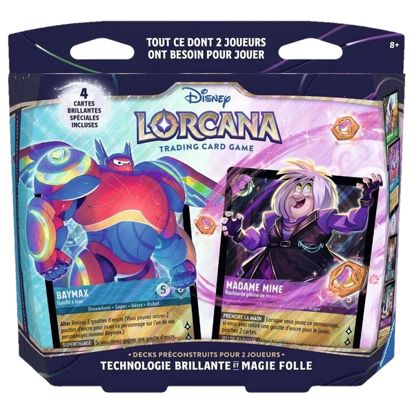 Coffret de démarrage 2 joueurs Disney Lorcana Chapitre 14 Hyperia City Baymax Madame Mime français