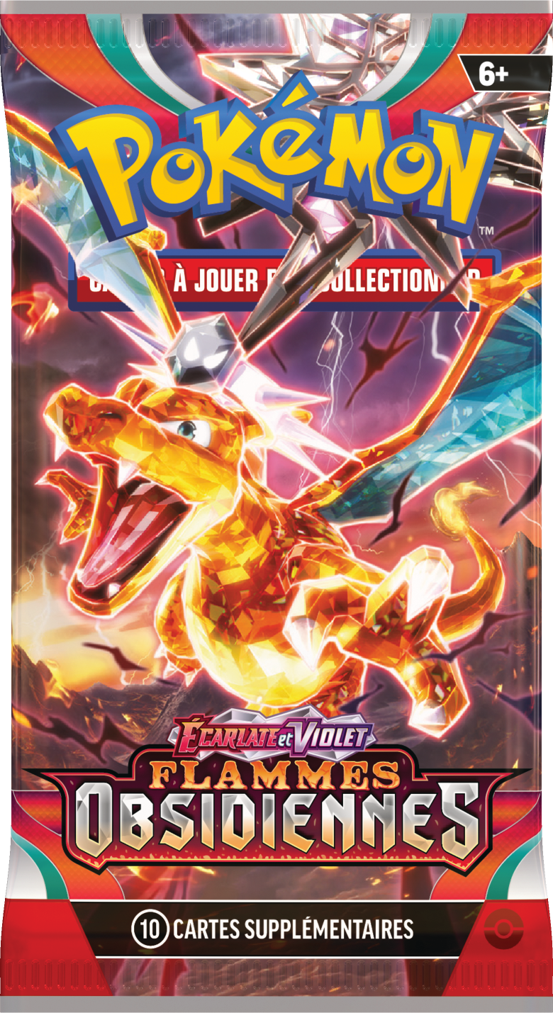Booster Pokémon Flammes Obsidiennes illustration Dracaufeu Téracristal, scellé français