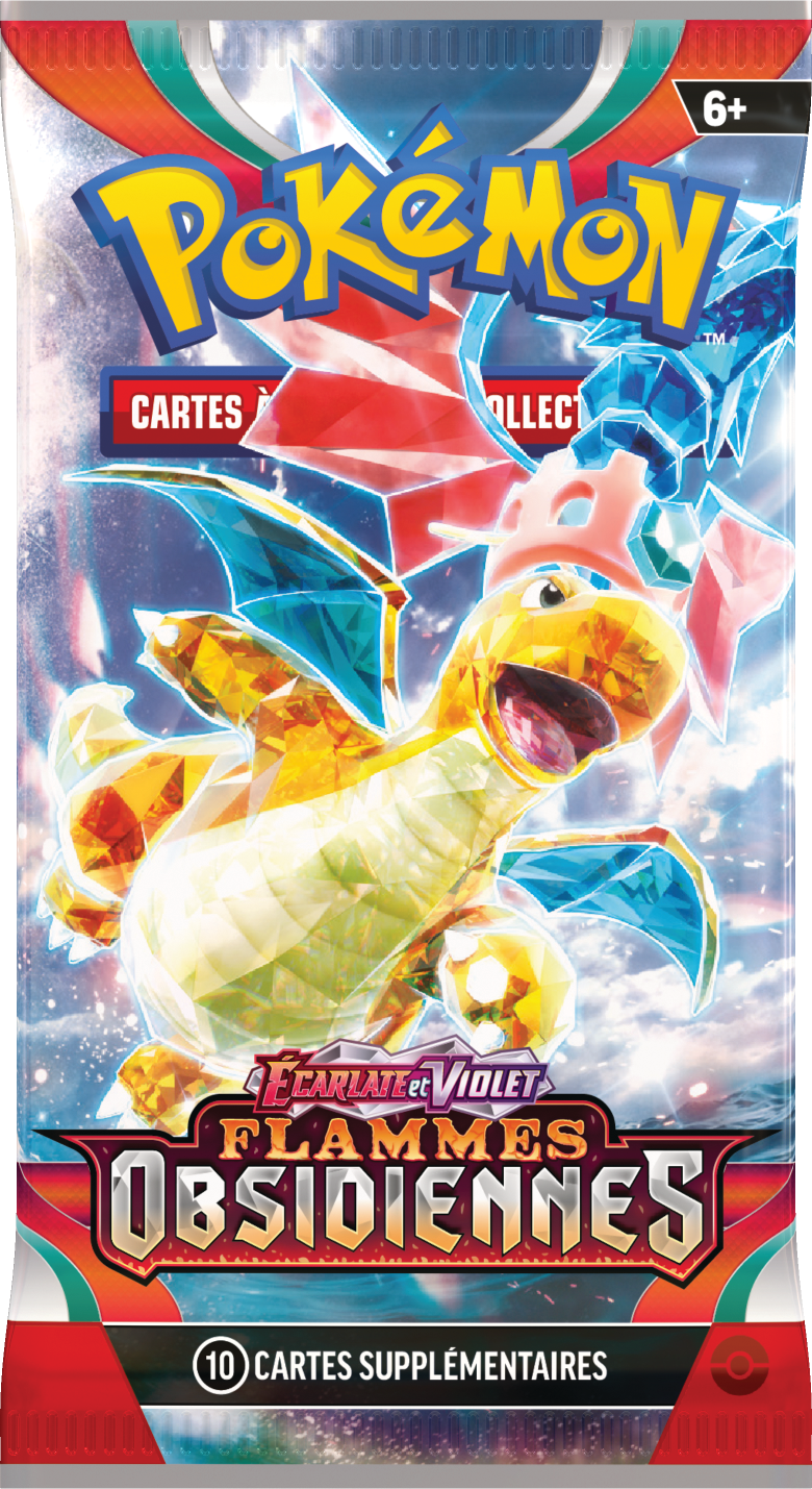 Booster Pokémon Flammes Obsidiennes illustration Dracolosse Téracristal, scellé français