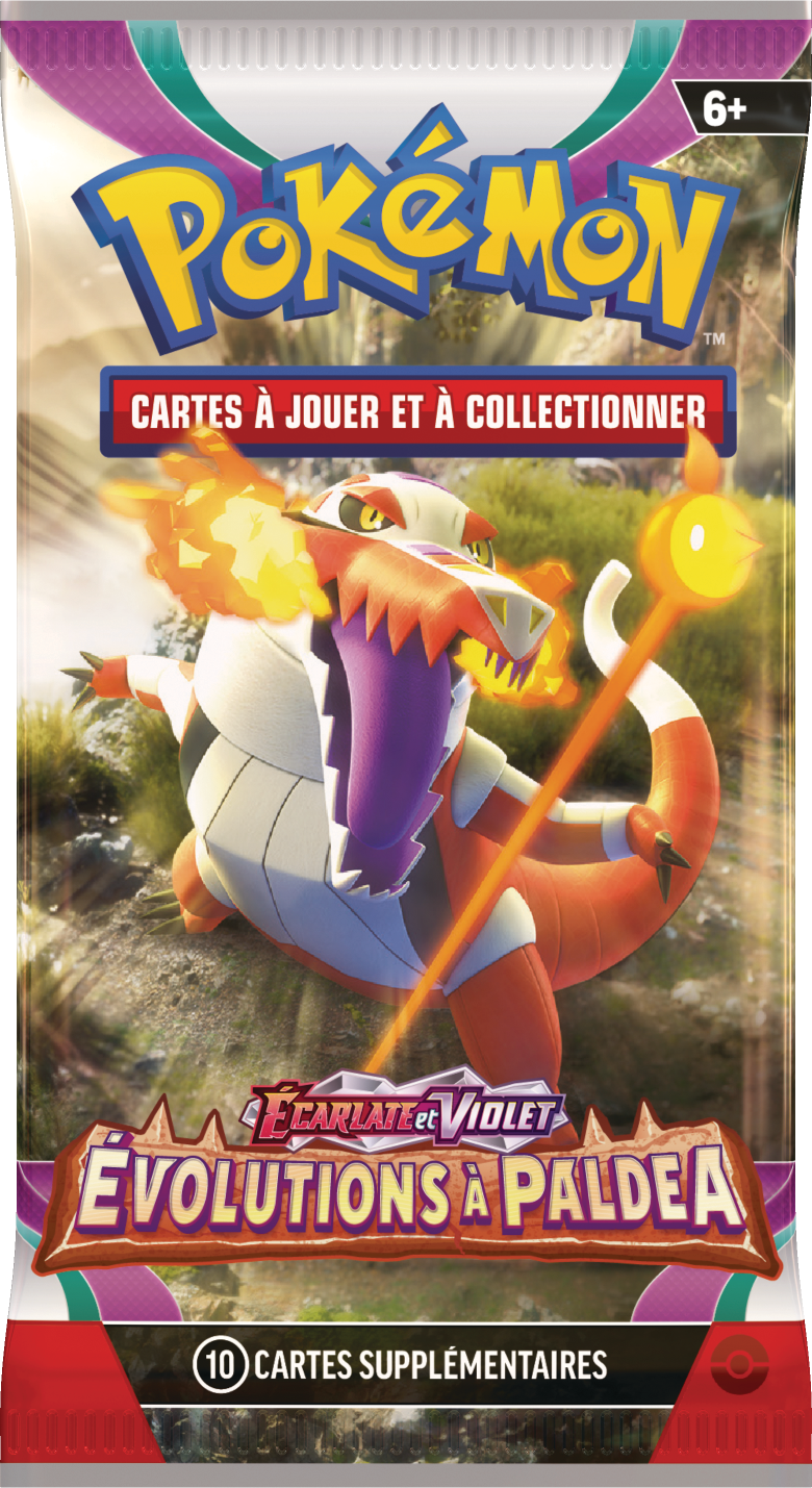 Booster Pokémon Évolutions à Paldea illustration Flâmigator, scellé français