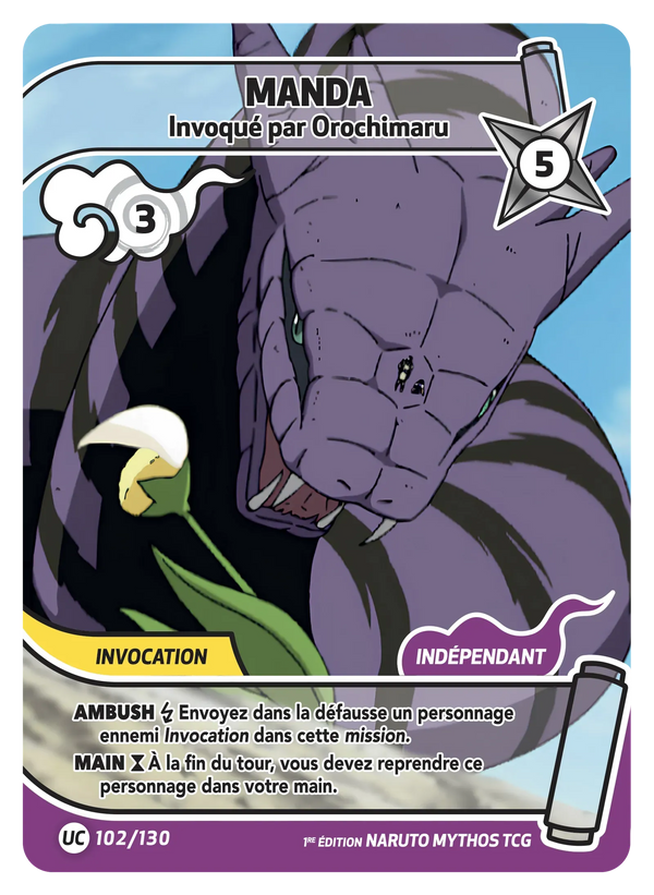 102/130 - Manda - Invoqué par Orochimaru — Carte Naruto Mythos Konoha Shidō - 1er Chapitre Ed.1 102/130