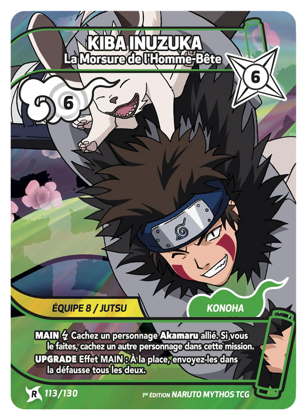 113/130 - Kiba Inuzuka - La Morsure de l'Homme-Bête — Carte Naruto Mythos Konoha Shidō - 1er Chapitre Ed.1 113/130