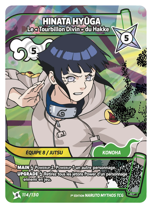 114/130 - Hinata Hyûga - Le « Tourbillon Divin » du Hakke — Carte Naruto Mythos Konoha Shidō - 1er Chapitre Ed.1 114/130