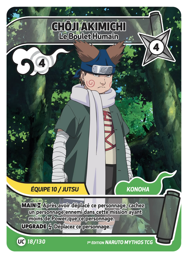 018/130 - Chôji Akimichi - Le Boulet Humain — Carte Naruto Mythos Konoha Shidō - 1er Chapitre Ed.1 018/130