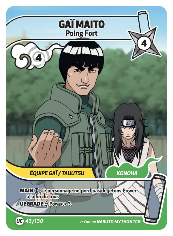 043/130 - Gaï Maito - Poing Fort — Carte Naruto Mythos Konoha Shidō - 1er Chapitre Ed.1 043/130