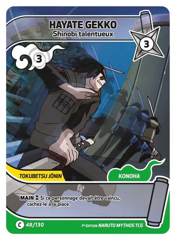 048/130 - Hayate Gekko - Shinobi talentueux — Carte Naruto Mythos Konoha Shidō - 1er Chapitre Ed.1 048/130