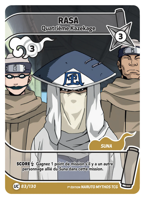 083/130 - Rasa - Quatrième Kazekage — Carte Naruto Mythos Konoha Shidō - 1er Chapitre Ed.1 083/130
