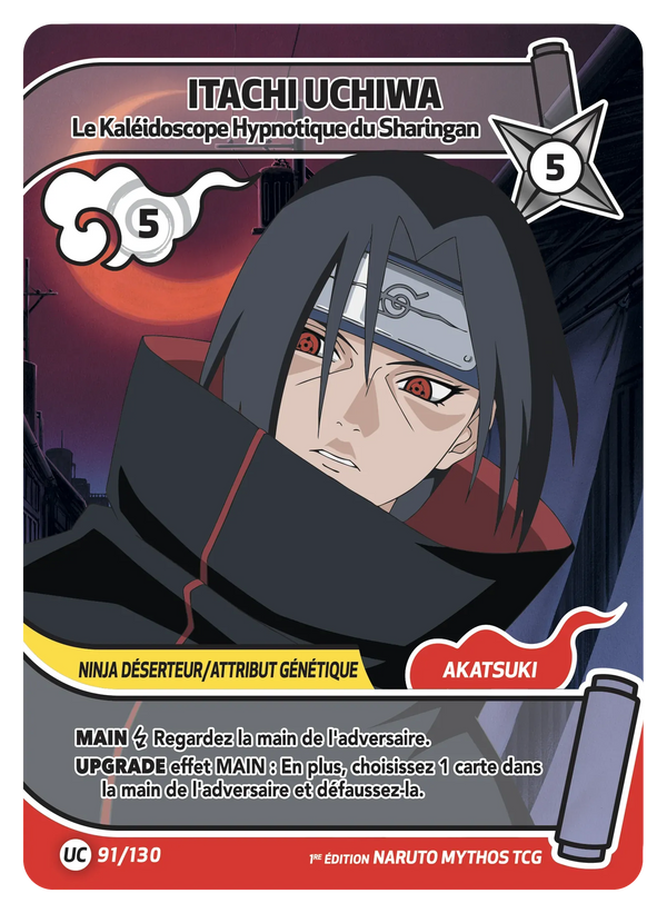 091/130 - Itachi Uchiwa - Le Kaléidoscope Hypnotique du Sharingan — Carte Naruto Mythos Konoha Shidō - 1er Chapitre Ed.1 091/130