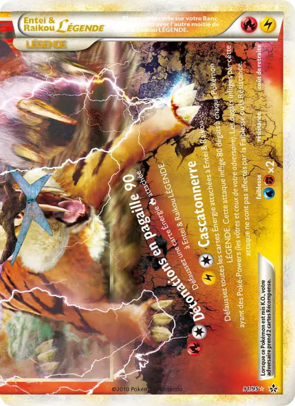 Entei & Raikou LÉGENDE (bas) — Carte Pokémon 91 Déchaînement