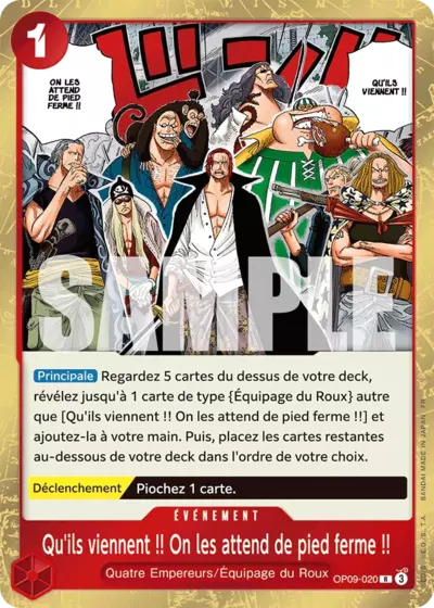 OP09-020 - Qu'ils viennent !! On les attend de pied ferme !! — Carte One Piece Premium Booster — The Best Vol.2 020