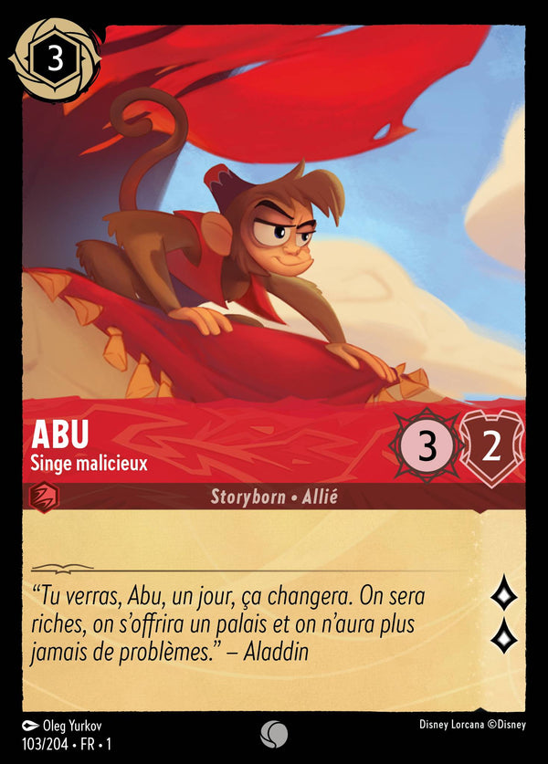 103/204 - Abu - Singe malicieux — Carte Disney Lorcana Premier Chapitre 103/204