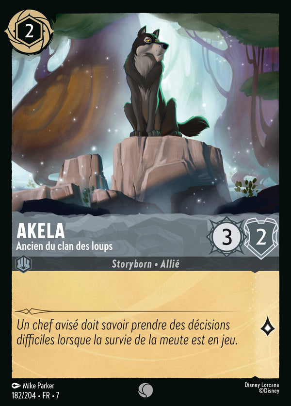 182/204 - Akela - Ancien du clan des loups — Carte Disney Lorcana L'île d'Archazia 182/204
