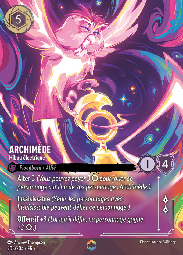 208/204 - Archimède - Hibou électrique — Carte Disney Lorcana Ciel Scintillant 208/204