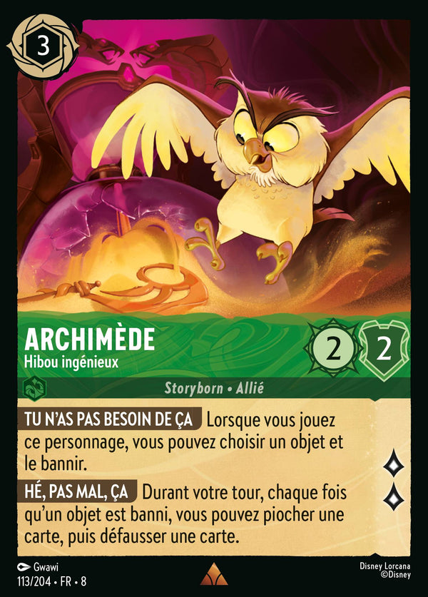 113/204 - Archimède - Hibou ingénieux — Carte Disney Lorcana Le Règne de Jafar 113/204