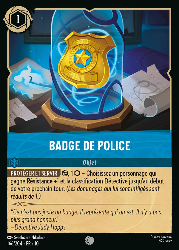 166/204 - Badge de police — Carte Disney Lorcana Lueurs dans les Profondeurs 166/204