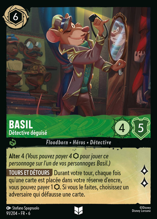 091/204 - Basil - Détective déguisé — Carte Disney Lorcana La Mer Azurite 91/204