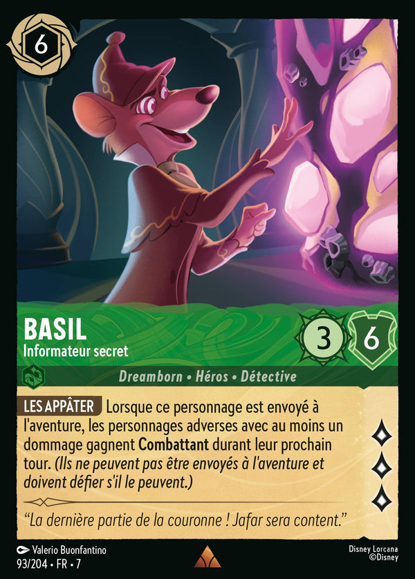 093/204 - Basil - Informateur secret — Carte Disney Lorcana L'île d'Archazia 93/204