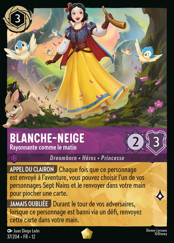 037/204 - Blanche-Neige - Rayonnante comme le matin — Carte Disney Lorcana Contrées Inconnues 37/204
