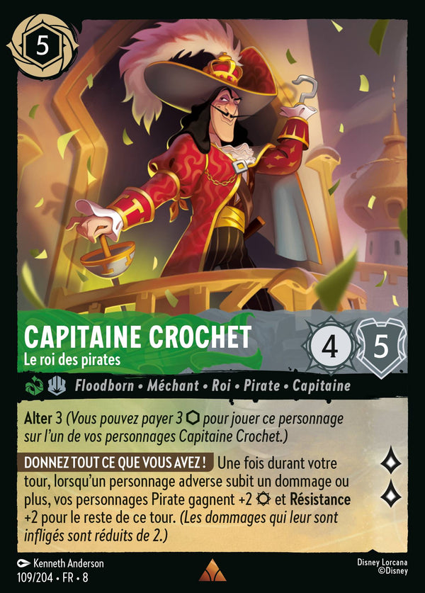 109/204 - Capitaine Crochet - Le roi des pirates — Carte Disney Lorcana Le Règne de Jafar 109/204