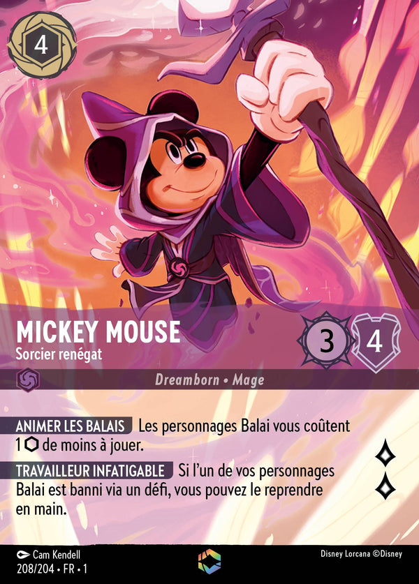 Mickey - Sorcier renégat — Carte Disney Lorcana 208 Premier Chapitre