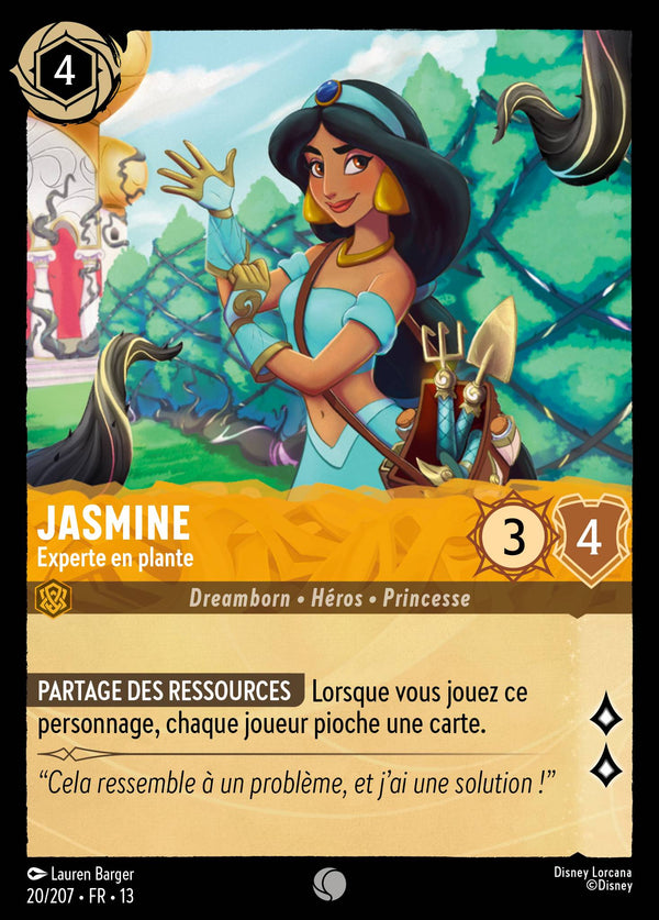 020/207 - Jasmine - Experte en plante — Carte Disney Lorcana Invasion Epineuse! 20/207