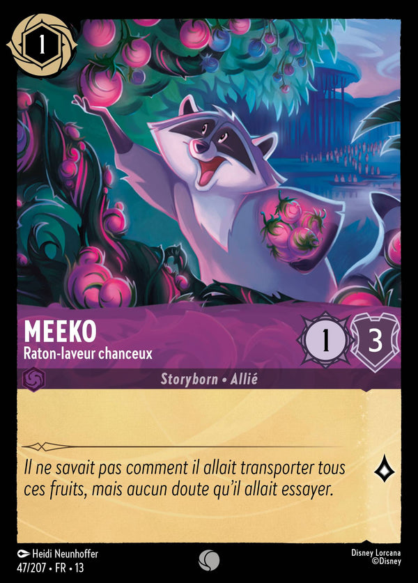 047/207 - Meeko - Raton-laveur chanceux — Carte Disney Lorcana Invasion Epineuse! 47/207