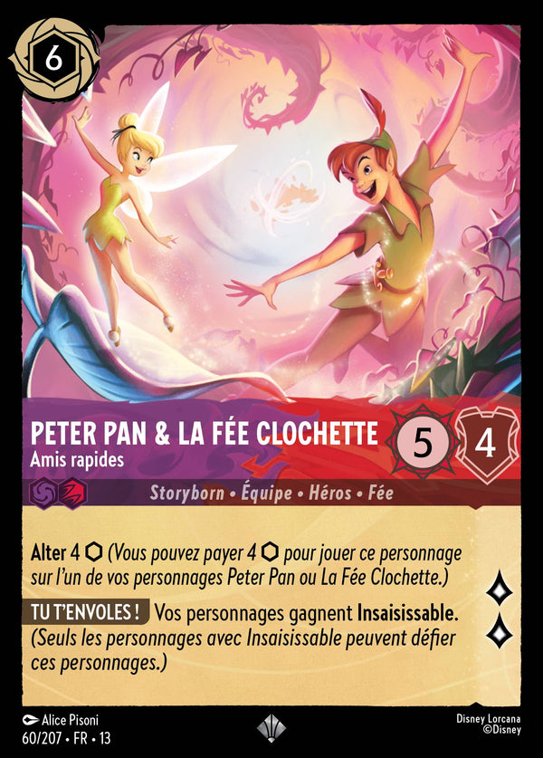060/207 - Peter Pan & La Fée Clochette - Amis rapides — Carte Disney Lorcana Invasion Epineuse! 60/207