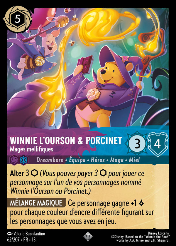 062/207 - Winnie l'Ourson & Porcinet - Mages mellifiques — Carte Disney Lorcana Invasion Epineuse! 62/207