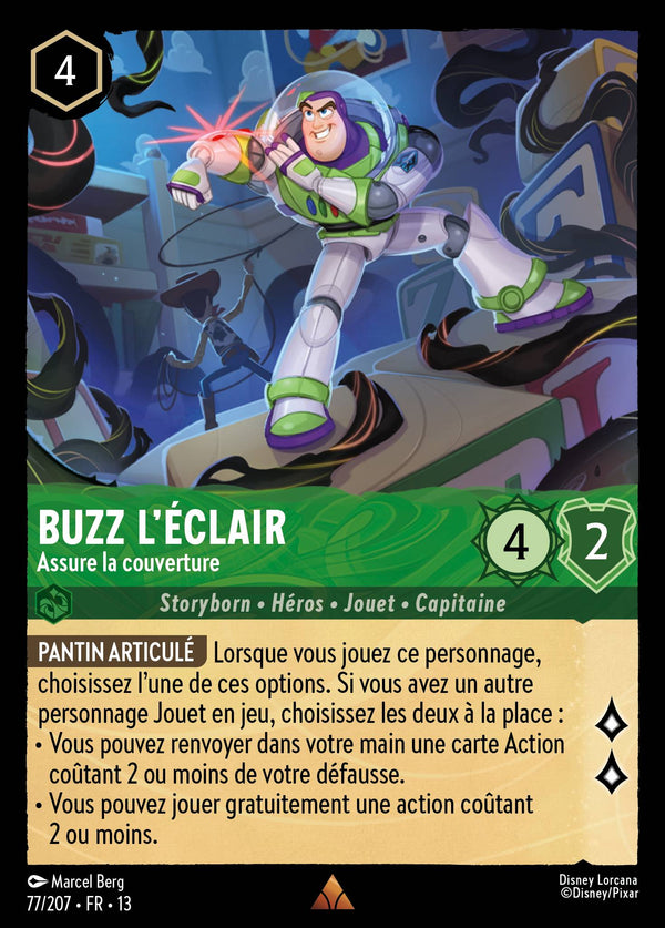 077/207 - Buzz l'Éclair - Assure la couverture — Carte Disney Lorcana Invasion Epineuse! 77/207