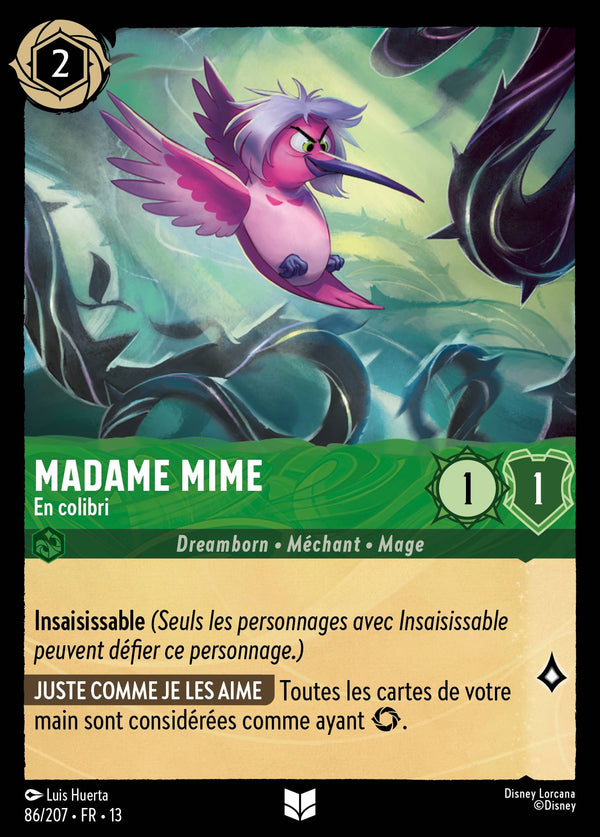 086/207 - Madame Mime - En colibri — Carte Disney Lorcana Invasion Epineuse! 86/207