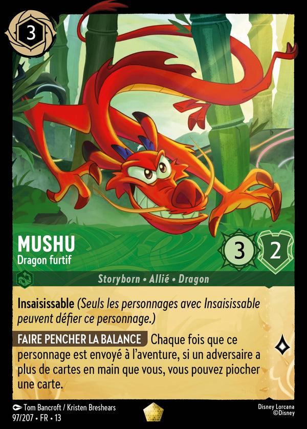 097/207 - Mushu - Dragon furtif — Carte Disney Lorcana Invasion Epineuse! 97/207
