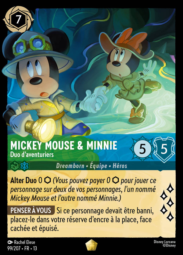 099/207 - Mickey Mouse & Minnie - Duo d'aventuriers — Carte Disney Lorcana Invasion Epineuse! 99/207