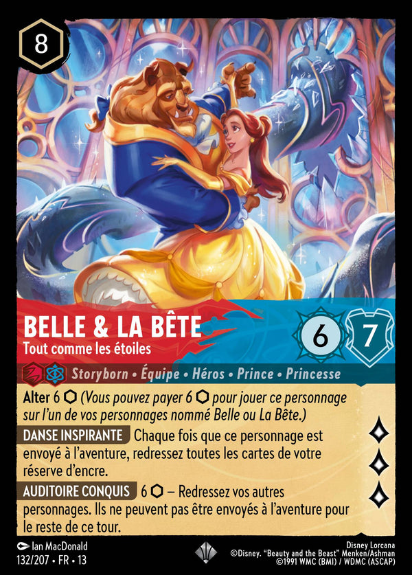 132/207 - Belle & La Bête - Tout comme les étoiles — Carte Disney Lorcana Invasion Epineuse! 132/207