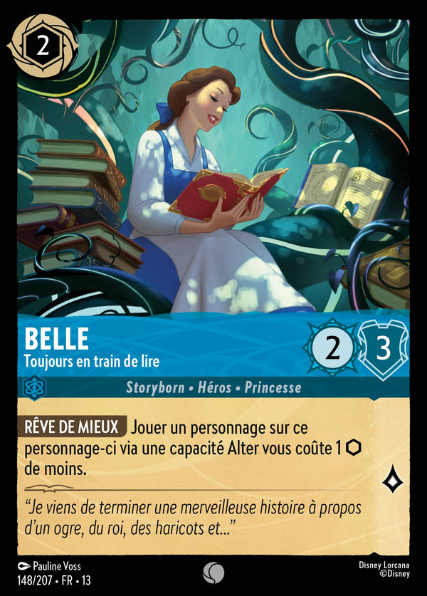 148/207 - Belle - Toujours en train de lire — Carte Disney Lorcana Invasion Epineuse! 148/207