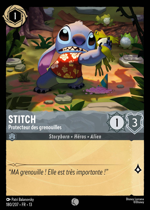 180/207 - Stitch - Protecteur des grenouilles — Carte Disney Lorcana Invasion Epineuse! 180/207
